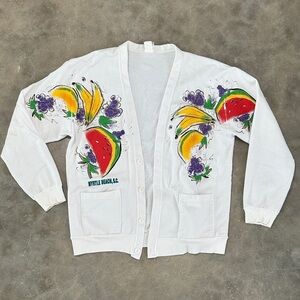 Vintage Myrtle Beach Fruit Print White Cardigan